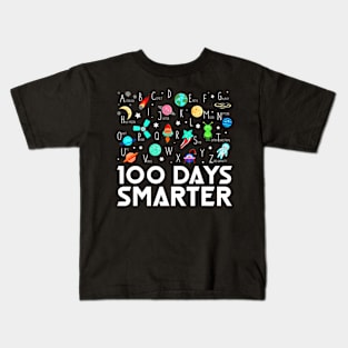 100Th Day Of School 100 Days Smarter Books Space Lover Kids T-Shirt